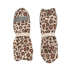 Vilnius Recycled Leopard Print Rain Mittens Hazelnut