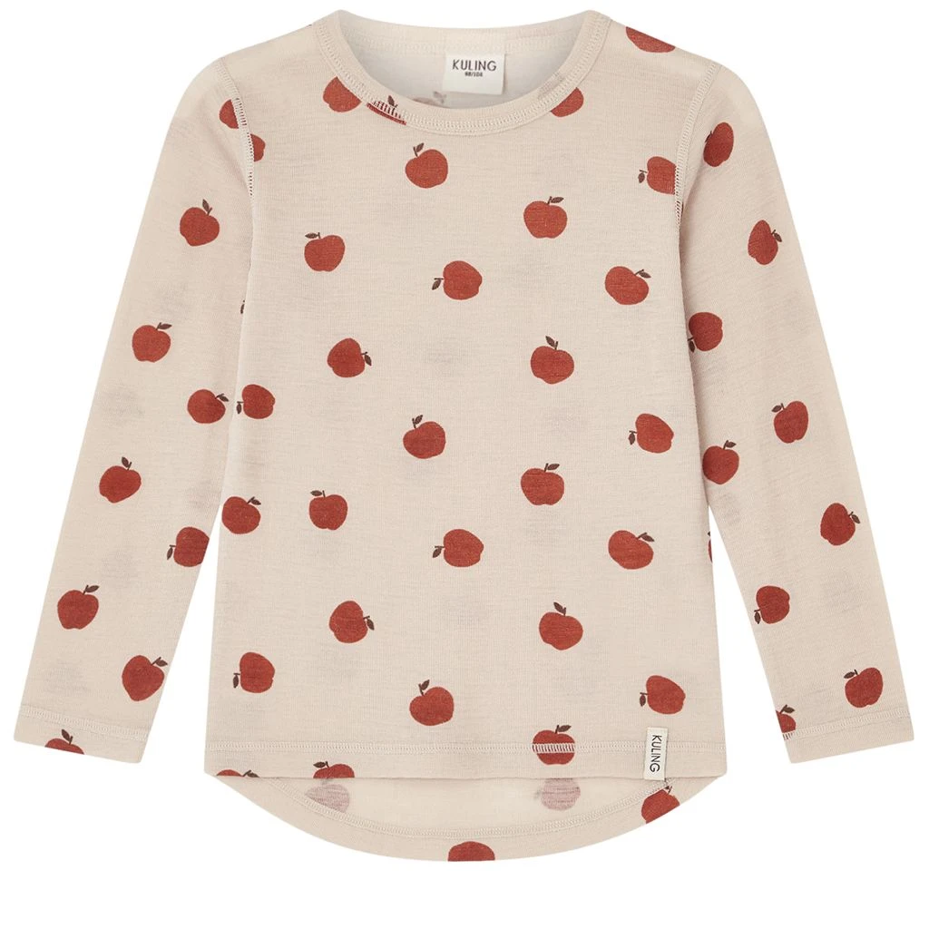 Brisbane Printed Long Sleeved Wool T-shirt Foggy White Apple 1 Brisbane Printed Long Sleeved Wool T-shirt Foggy White Apple