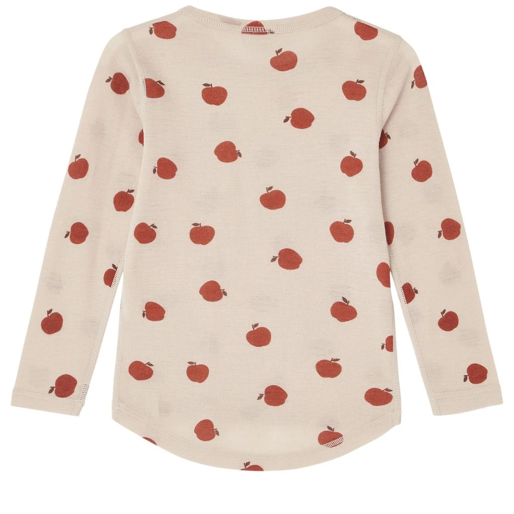 Brisbane Printed Long Sleeved Wool T-shirt Foggy White Apple 2 Brisbane Printed Long Sleeved Wool T-shirt Foggy White Apple - Image 2