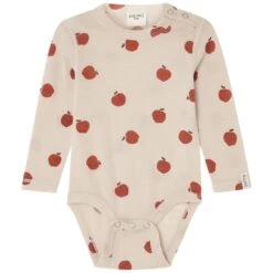 Brisbane Printed Wool Baby Body Foggy White Apple