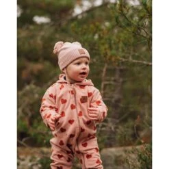 Northpole Recycled Heart Printed Fleece Coverall Woody Rose -Kuling 1024x1024 542