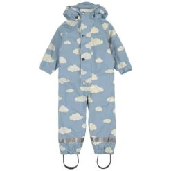 Douglas Lined Recycled Rain Coverall Mist Blue Clouds