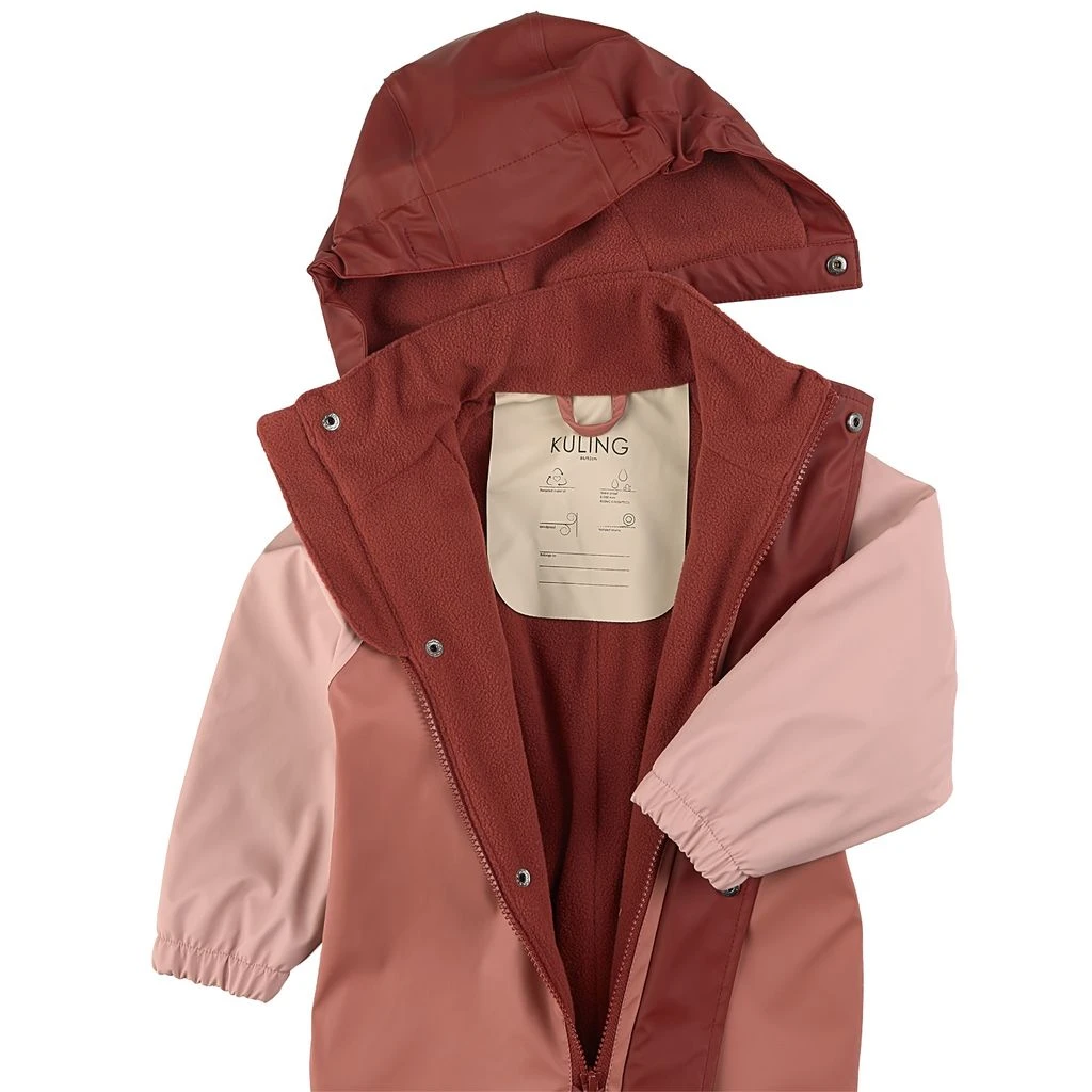 Edinburgh Recycled Lined Rain Coverall Burnt Pink/Burgundy 2 Edinburgh Recycled Lined Rain Coverall Burnt Pink/Burgundy - Image 2